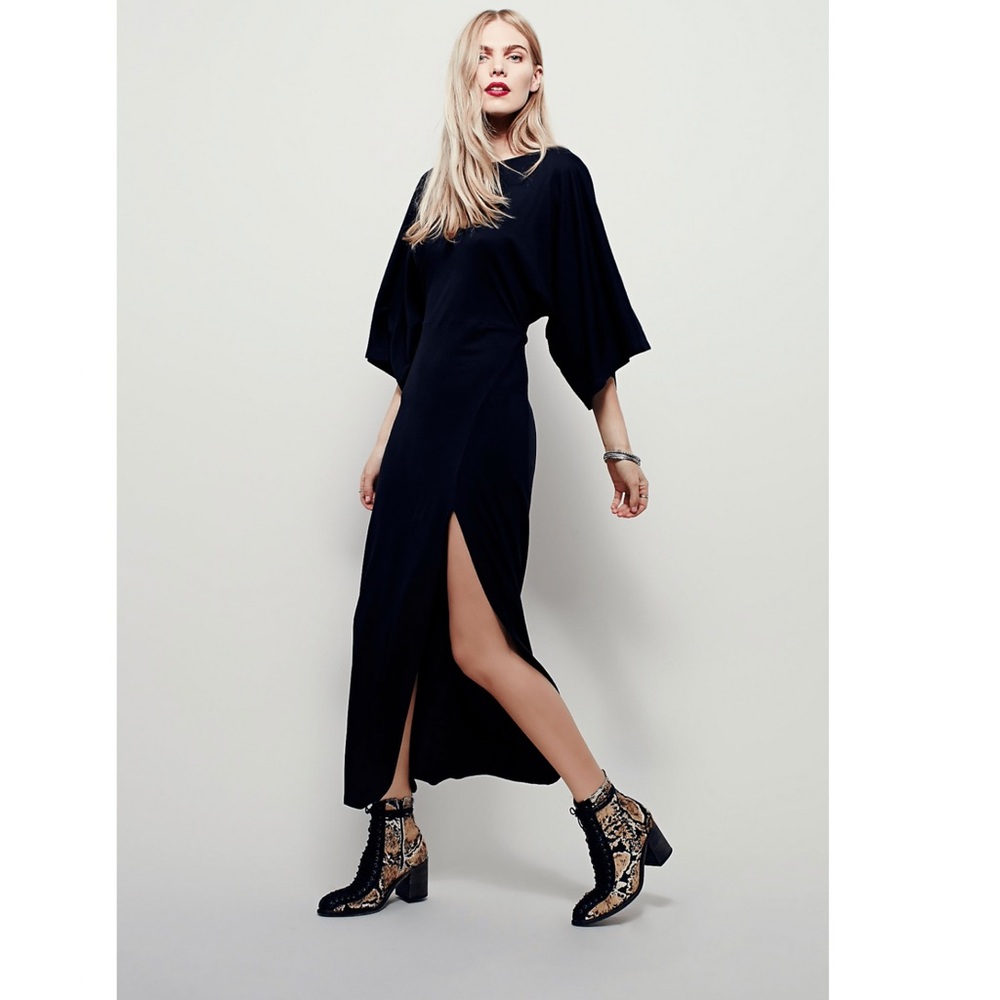Free People Beach Evening Star Dress Front Slit Dolman Sleeves Jersey Pullover